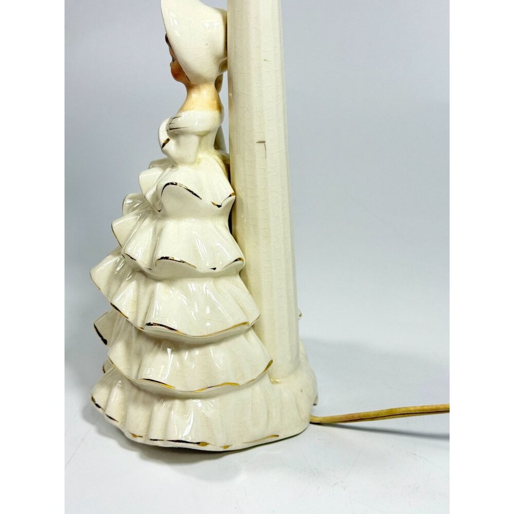 Porcelain Boudoir Table Small Night Light TV Television Lamp Southern Belle Girl - Picture 12 of 16